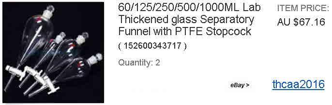 60-125-250-[500]-1000ML Lab Thickened glass Separatory Funnel with PTFE Stopcock x2