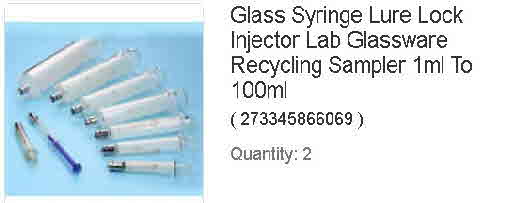 Glass Syringe Lure Lock Injector Lab Glassware Recycling Sampler 1ml To 100ml x2-S