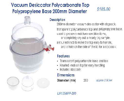 VacuumDesiccator-PC-PP 200mm-S